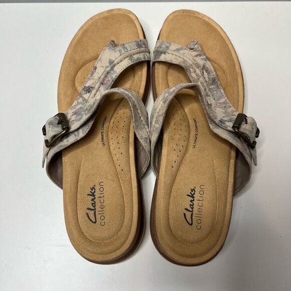 Clarks Collection Sandals Womens Size 10 Cushion Sole Brynn Madi Sand Beige - Picture 5 of 8